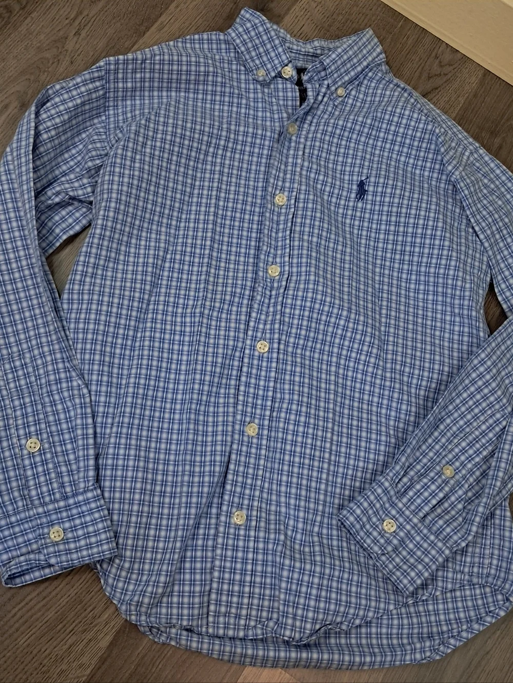 Ralph Lauren Blue Plaid Boy's Size Medium 12/14 Button-Down